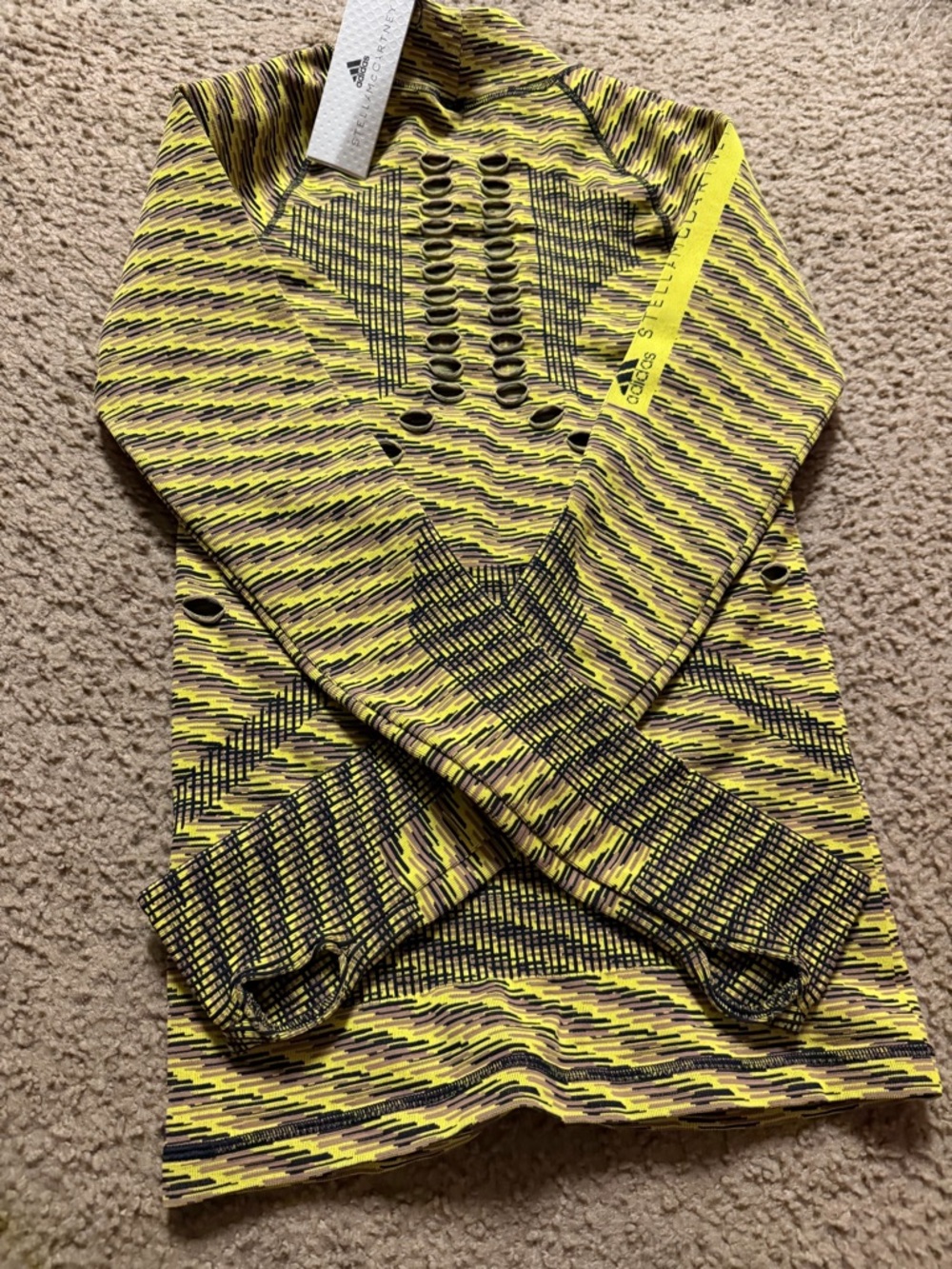 adidas Yellow and Black Training Long Sleeve Top